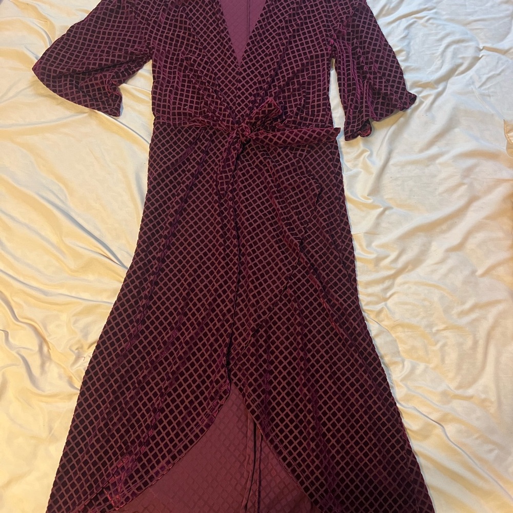 Zara Burgundy Velvet Wrap Dress